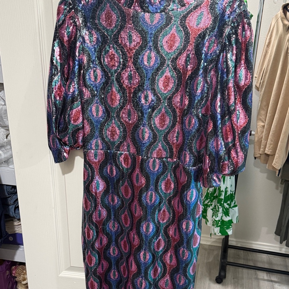 Nicole Miller Vibrant Sequin Midi Dress
